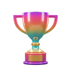 Vibrant Glowing Iridescent Trophy Against Pink Backdrop Image