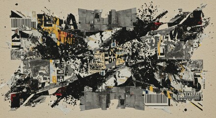 Obraz premium Abstract black and white collage texture background