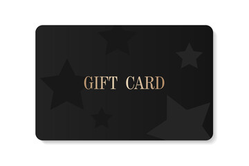 The gift card is black and isolated on a white background. 