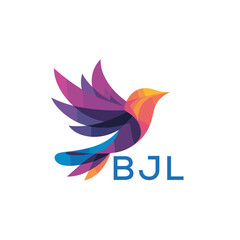 Fototapeta premium BJL Colorful Abstract Bird Logo Design – BJL Later Logo, Modern Geometric Flying Bird with BJL Text on White Background. 