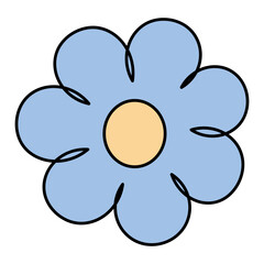 Flower head. Lush blue bud. Color vector illustration. Isolated on white background. Cartoon. Idea for web design.