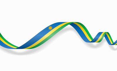 Rwandan flag wavy abstract background layout. Vector illustration.