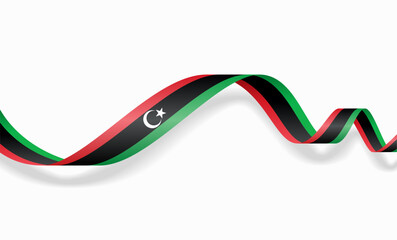 Libyan flag wavy abstract background layout. Vector illustration.