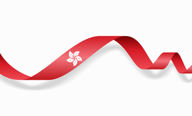 Hong Kong flag wavy abstract background layout. Vector illustration.