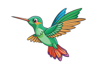 Obraz premium A beautiful vector illustration of a tropical hummingbird in flight near a flower