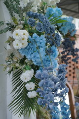 Stunning Blue and White Floral Arrangement Wedding Decor Inspiration