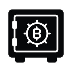 Fototapeta premium Premium glyph icon of locked bitcoin locker