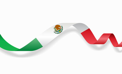 Mexican flag wavy abstract background layout. Vector illustration.