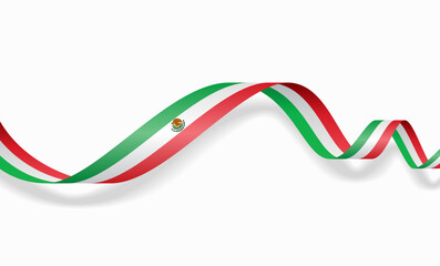 Mexican flag wavy abstract background layout. Vector illustration.