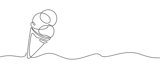 Continuous Line Drawing of Ice Cream Cone