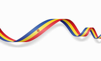 Andorran flag wavy abstract background layout. Vector illustration.