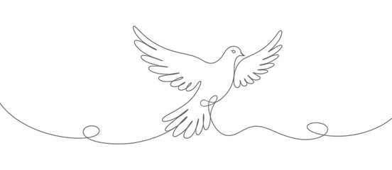 Single Line Drawing of a Dove in Flight Peace Symbol