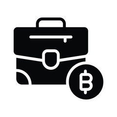 Modern glyph icon of bitcoin briefcase, ready for premium use