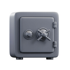 Sleek Gray Safe on Gray Wall, Softly Glowing Image