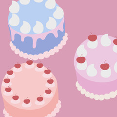 Birthday cakes illustration
