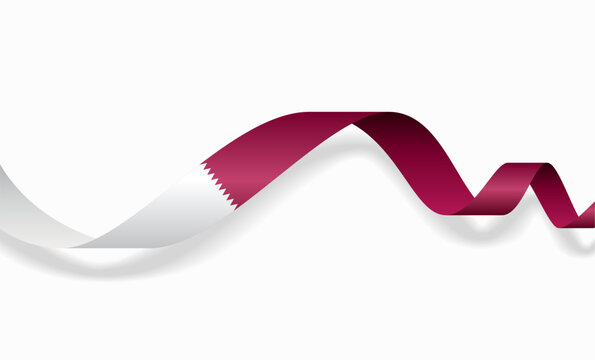 Qatari flag wavy abstract background layout. Vector illustration.