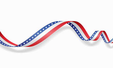 Obraz na płótnie Canvas American flag wavy abstract background layout. Vector illustration.