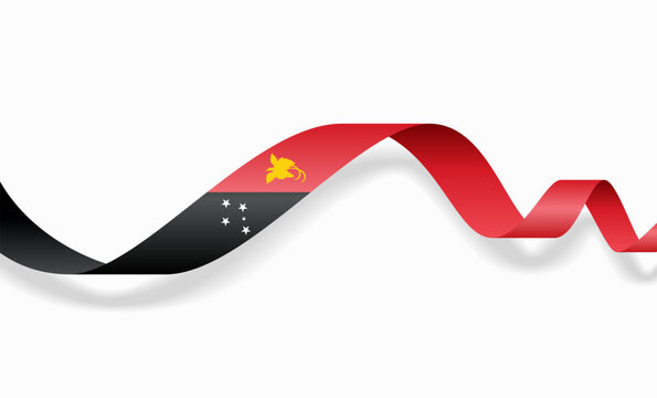 Papua New Guinea flag wavy abstract background layout. Vector illustration.