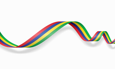 Mauritius flag wavy abstract background layout. Vector illustration.