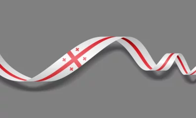 Fotobehang Georgian flag wavy abstract background layout. Vector illustration. © Khvost