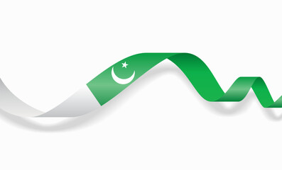 Pakistani flag wavy abstract background layout. Vector illustration.
