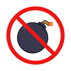 No Bomb Sign on White Background