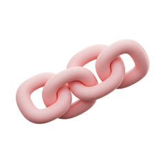Three soft pink chain links 3D render on black background