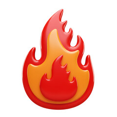 Vibrant Red and Orange Glossy Flame Icon Embossed Image