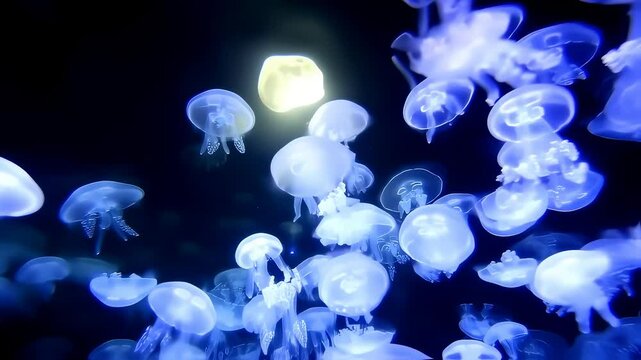 Moonrise Tracking Luminous Jellyfish