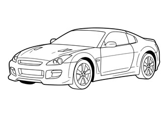 Obraz premium sport car automobile vector illustration with wheels and bumper design. coloring page