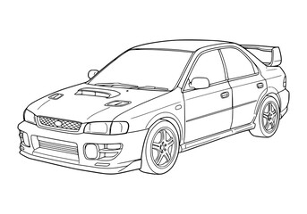 Vector illustration of a sport luxury automobile with a fast, modern design. coloring page for kids