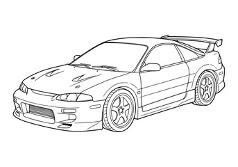 Fototapeta premium Vector illustration of a sport luxury automobile with a fast, modern design. coloring page for kids