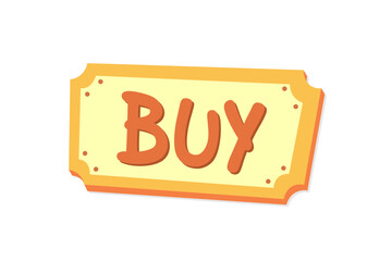 Cartoon sign with the word buy. Vector illustration