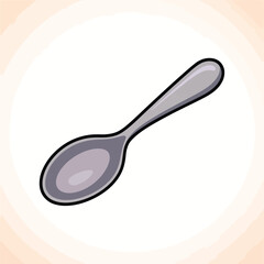 Simple Illustration of a Single Silver Spoon