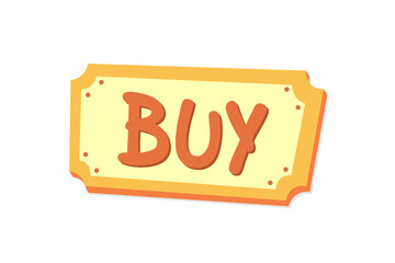 Cartoon sign with the word buy.