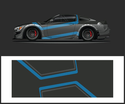 Aggressive shark teeth vinyl wrap design for truck or vehicle graphics