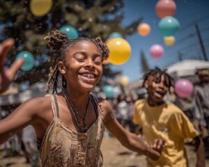 Joyful Girl Playing with Water Balloons