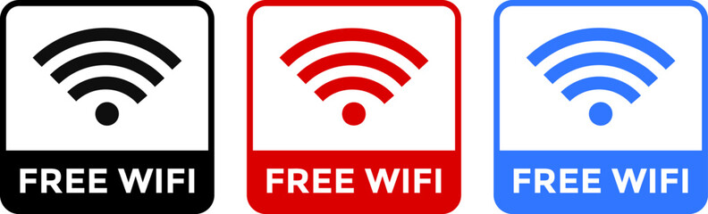 Free wifi zone icon set. Wireless connection icon. internet spot designation. Network wifi business concept. Radio waves signal
