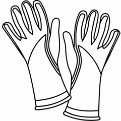 Obraz premium Cleaning-gloves outline icon. Cleaning-gloves are shown with thin line on white background, isolated drawing with gloves for protecting hands. Use cleaning-gloves in hygiene or housework.