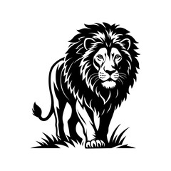Powerful Lion Illustration Silhouette in Monochrome Style