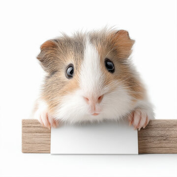 brown mouse holding empty white board