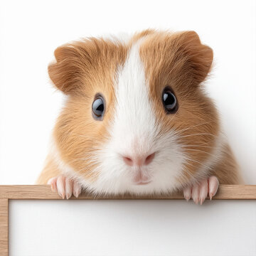 brown mouse holding empty white board