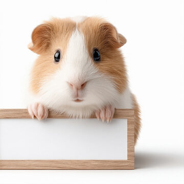 brown mouse holding empty white board
