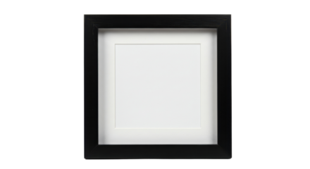 Square Black Shadow Box Frame Mockup with White Mat Isolated on White Background