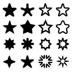 Star collection. Different stars set. Vector