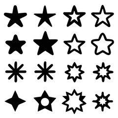 Star collection. Different stars set. Vector