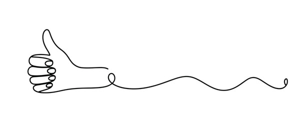 Single Line Drawing of a Thumbs Up Gesture