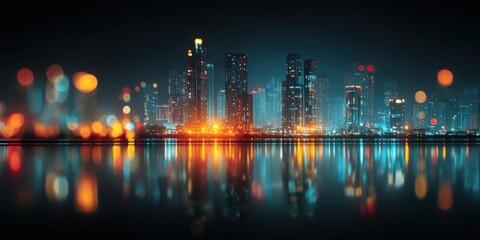 Night City Skyline Reflection