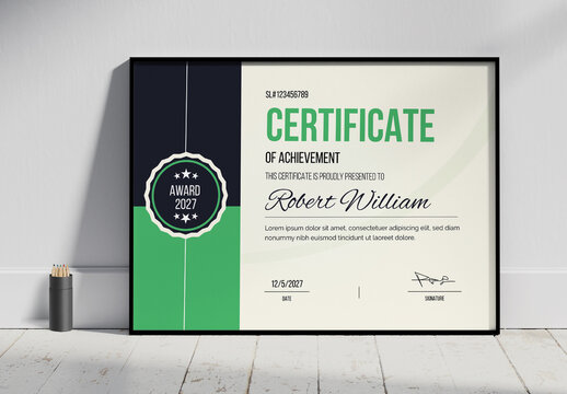 Modern Certificate of Achievement Template Editable Professional Design Layout