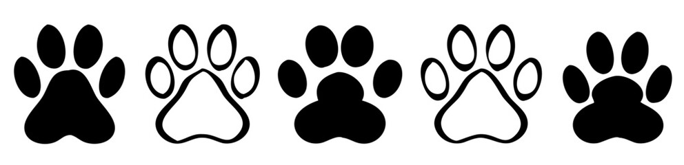 Paw print icon collection. Vector illustration.